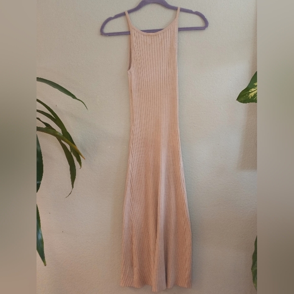 Pink Rose NWT Ribbed Knit Heather Oatmeal Coastal Casual Comfy Beach Maxi Dress - Picture 3 of 5